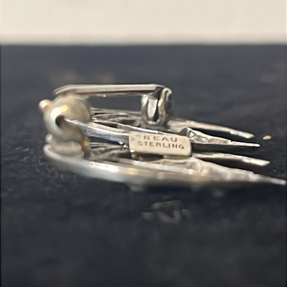 Beau Sterling Silver Double Horse Head & Horseshoe Brooch Pin Equestrian Lucky - Picture 6 of 8